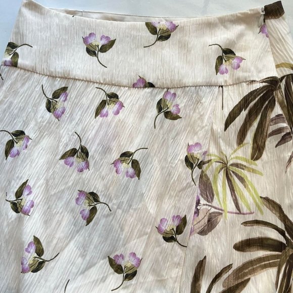 Vince Tropical Garden Flowers Palm Trees Print Crepe Midi Skirt Size 4 - Picture 8 of 10